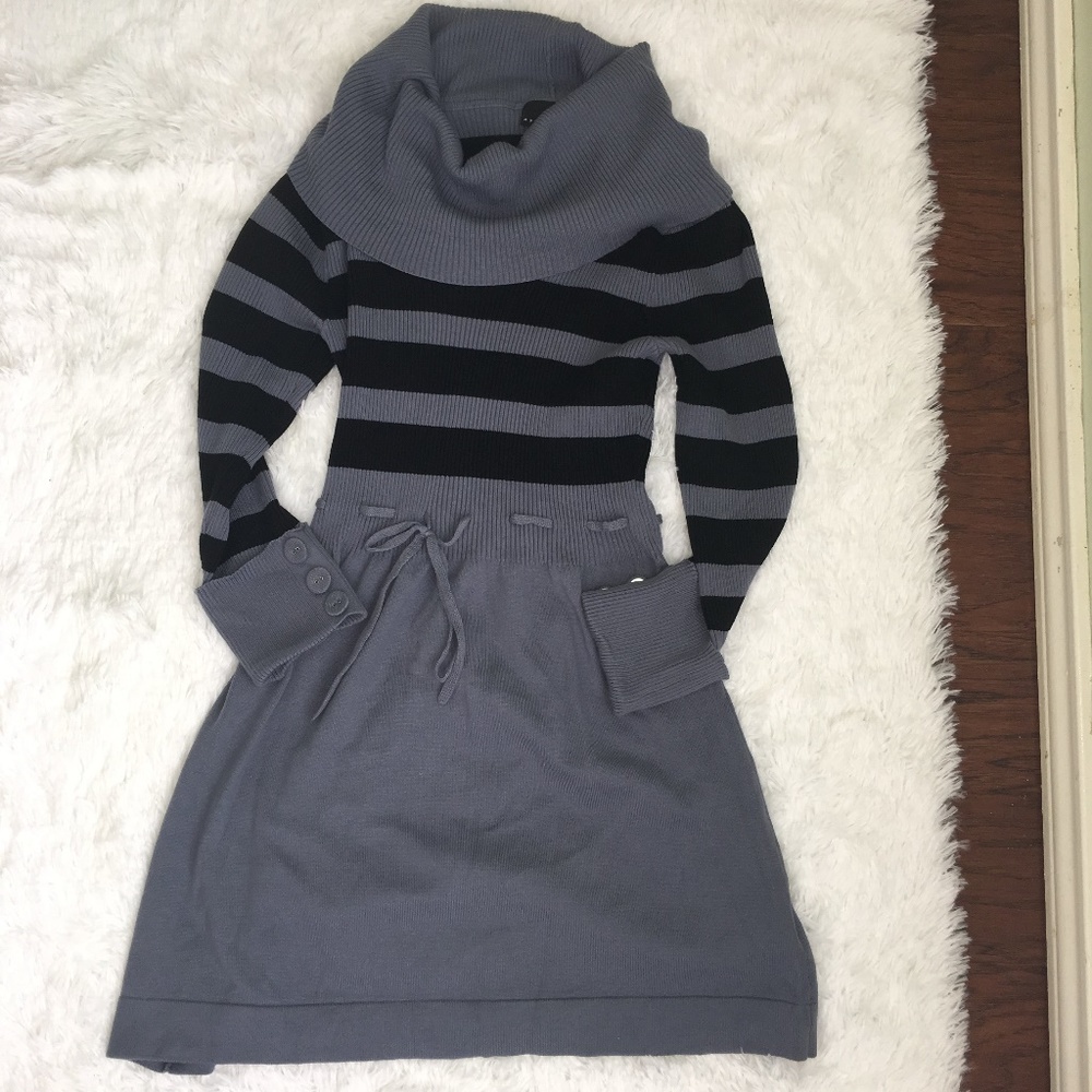 Apostrophe cowl neck sweater dress